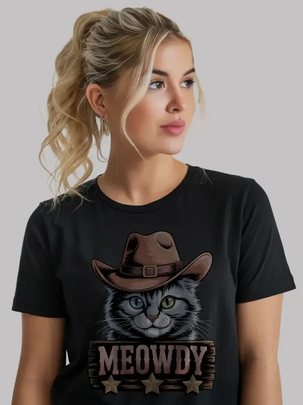 Turkish angora meowdy shirt in black – cowboy cat lover tee