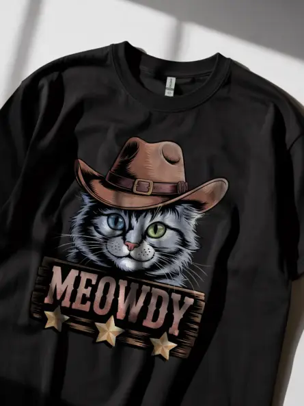 Turkish angora meowdy shirt in black – cowboy cat lover tee