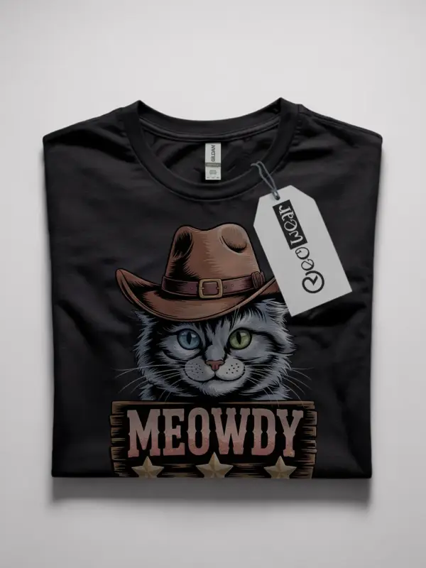 Turkish angora meowdy shirt in black – cowboy cat lover tee