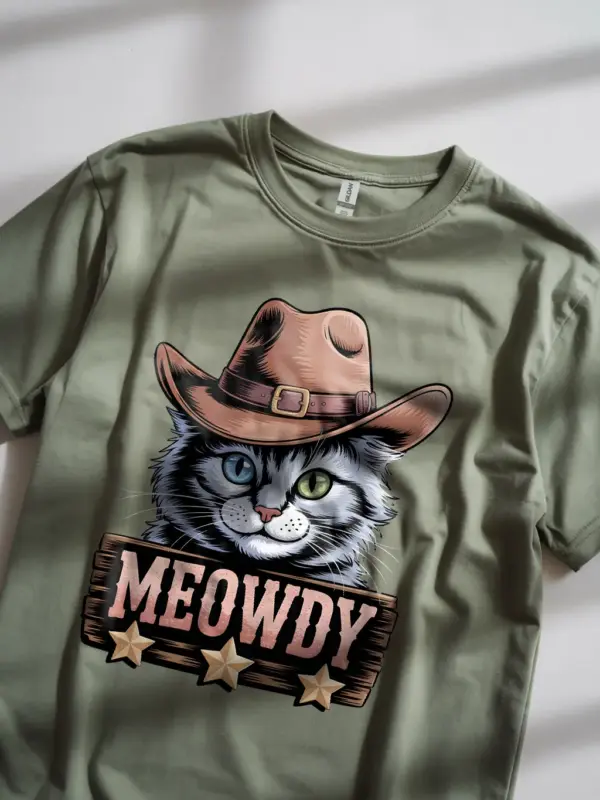 Military green turkish angora meowdy shirt – pet cat mom dad tee