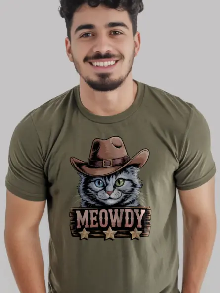 Military green turkish angora meowdy shirt – pet cat mom dad tee