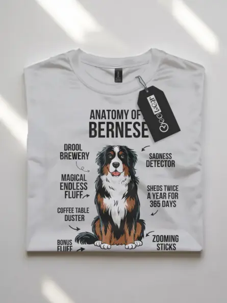 Bernese mountain dog t-shirt – ultimate funny infographic design in white