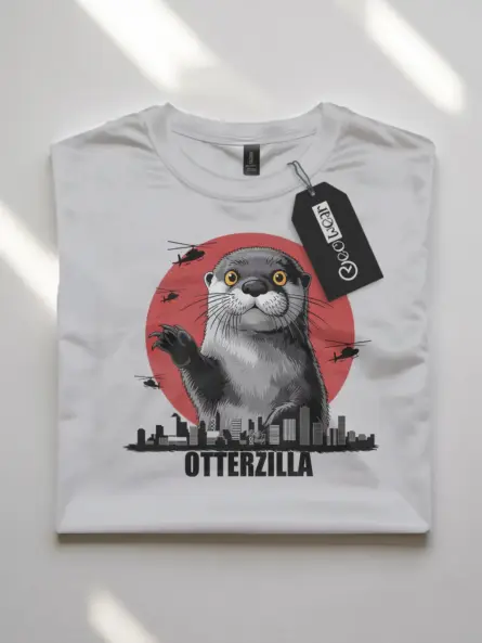 Otterzilla shirt in white – funny otter monster tee