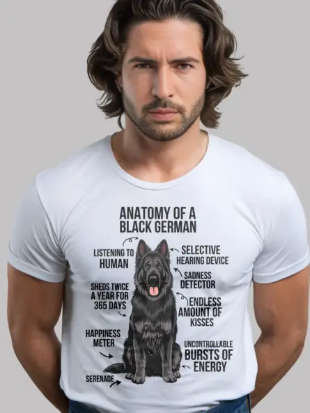 Black german shepherd shirt, german shepherd dog shirt, funny dog lover tee – white color