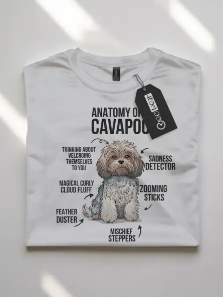 Cavapoo shirt, curly dog shirt, cavapoo infographic tee – white color