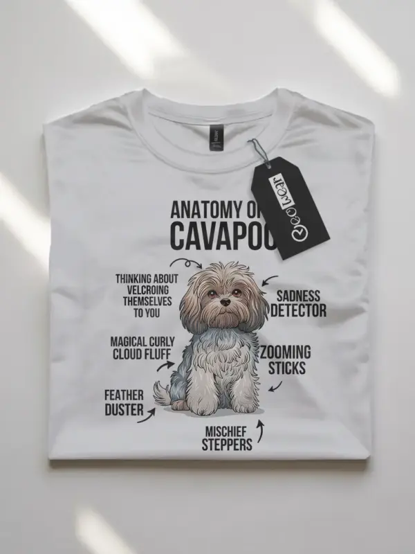 Cavapoo shirt, curly dog shirt, cavapoo infographic tee – white color
