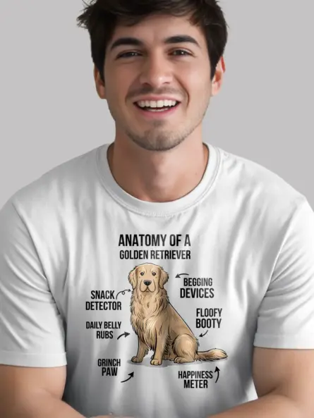 Golden retriever shirt, funny dog lover shirt, golden retriever anatomy – white color