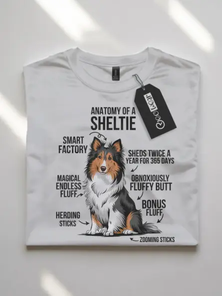 Sheltie shirt, shetland sheepdog shirt, funny dog lover tee – white color