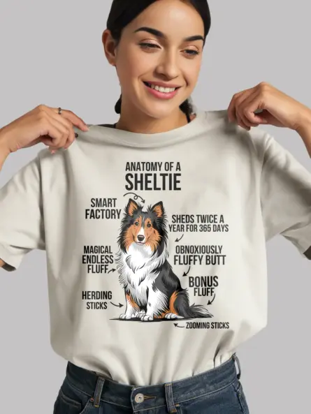 Sheltie shirt, shetland sheepdog shirt, funny dog lover tee – white color