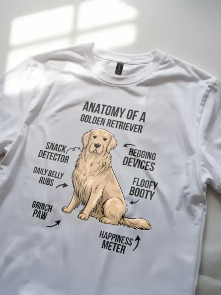 Golden retriever shirt, funny dog lover shirt, golden retriever anatomy – white color