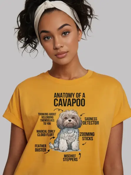 Cavapoo shirt, funny dog lover shirt, curly dog shirt – yellow color