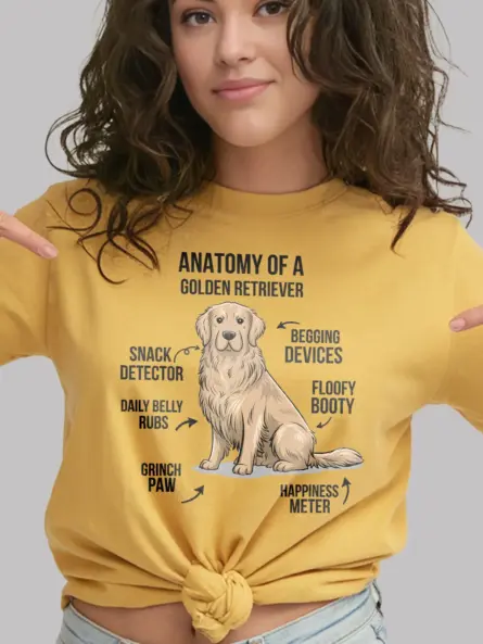 Golden retriever shirt, funny dog lover shirt, cartoon dog shirt – yellow color