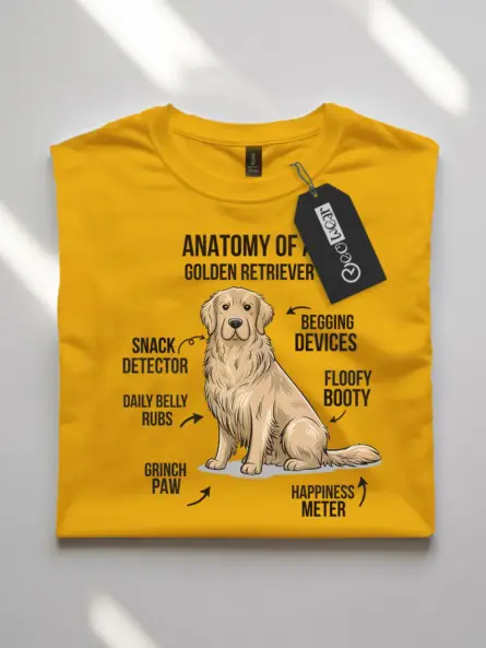 Golden retriever shirt, funny dog lover shirt, cartoon dog shirt – yellow color