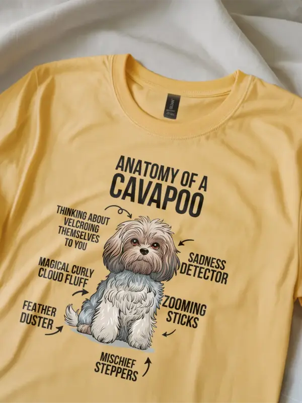 Cavapoo shirt, funny dog lover shirt, curly dog shirt – yellow color