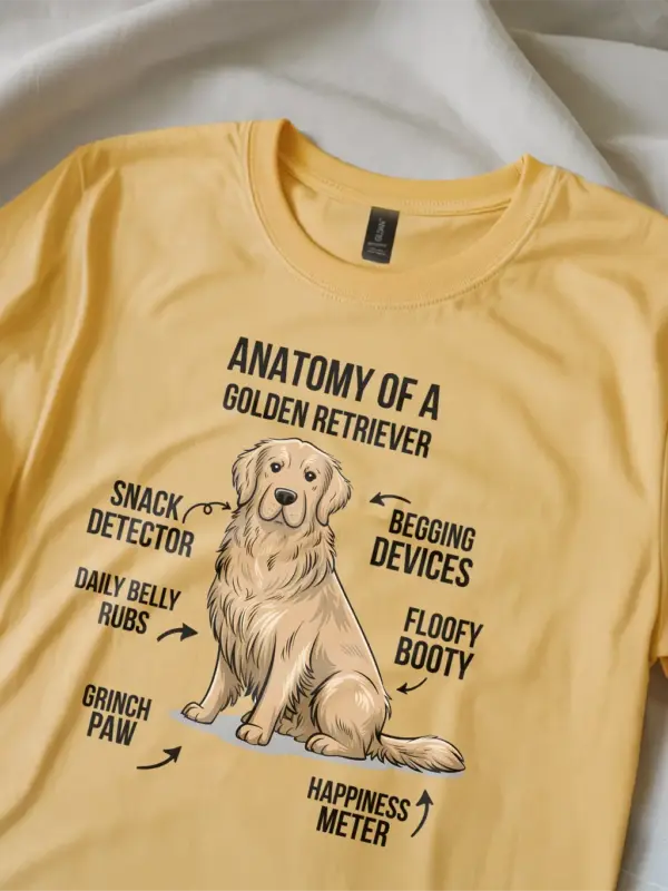 Golden retriever shirt, funny dog lover shirt, cartoon dog shirt – yellow color
