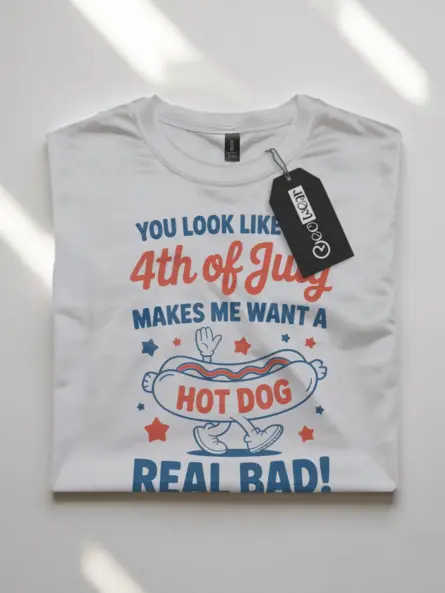 You Look Like The 4th Of July Shirt in White – Funny 4th July Shirt, Independence Day Tee, Hot Dog Lover Shirt