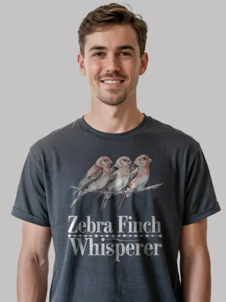 Zebra finch shirt, cute birdwatcher tee, dark heather finch top, pet zebra finch t-shirt
