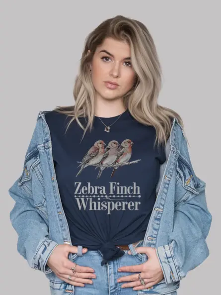 Zebra finch shirt, navy birb t-shirt for women, funny bird lover gift, bird dad top