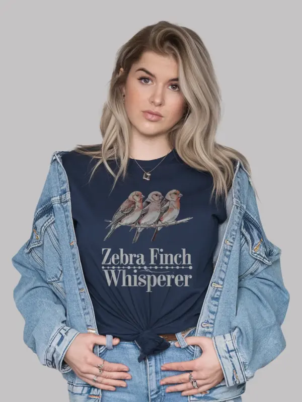 Zebra finch shirt, navy birb t-shirt for women, funny bird lover gift, bird dad top