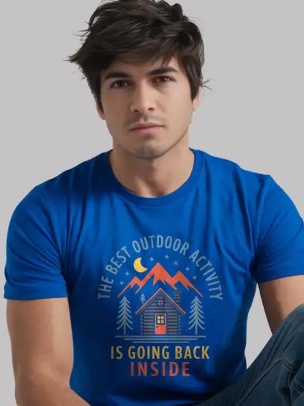 Royal blue lifestyle photo the best outdoor activity funny introvert outdoor t-shirt
