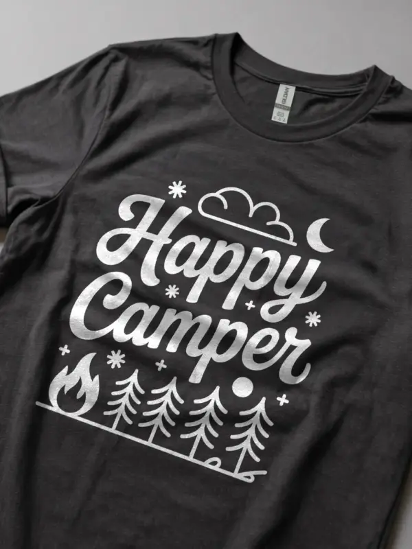 Dark heather minimalist happy camper t shirt