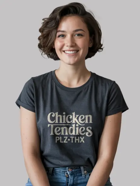 Dark Heather Chicken Tendies Meme T-Shirt