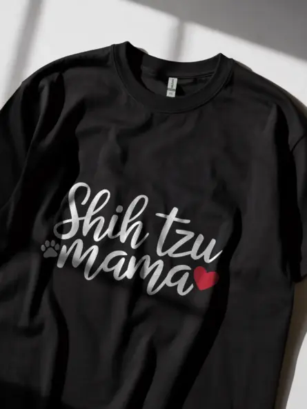 Shih tzu mama shirt in black – cute dog lover gift