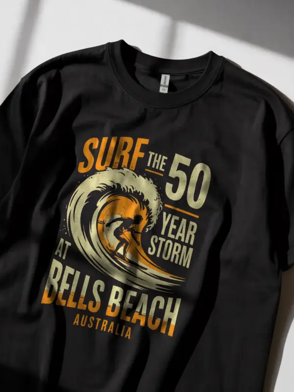 retro surfing poster graphic tee