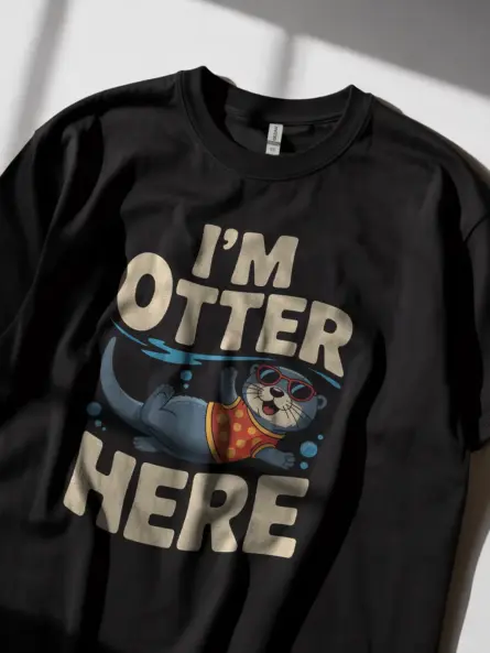 Black Funny Otter Pun Shirt lifestyle shot