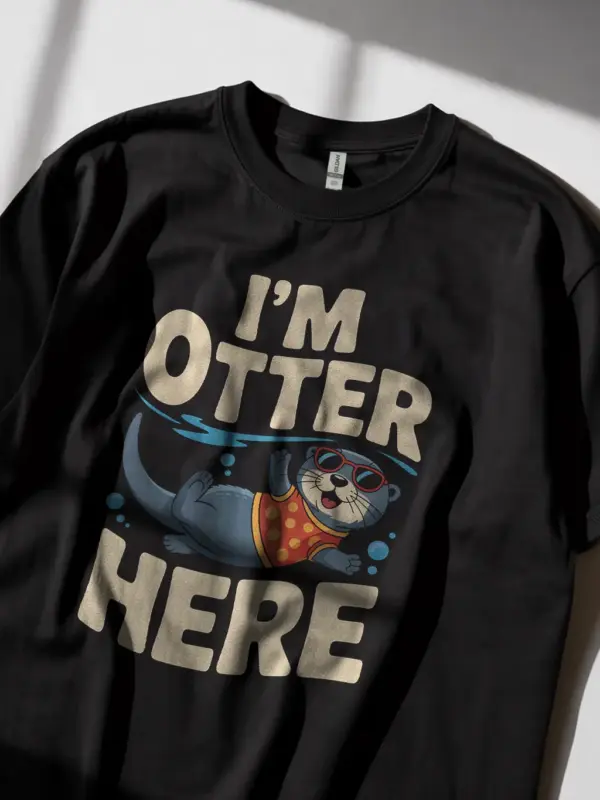 Black Funny Otter Pun Shirt lifestyle shot