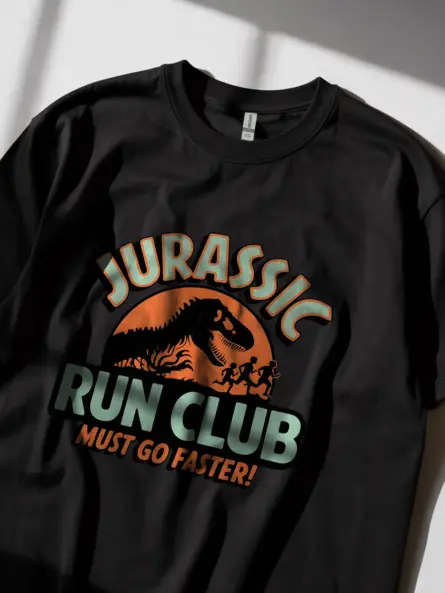 Black Jurassic Run Club Retro Jurassic Run Club T-Shirt