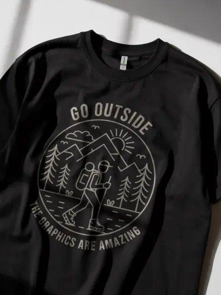 Black Minimalist Hiking Graphic T-Shirt