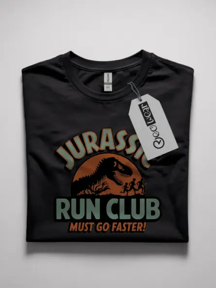 Black Jurassic Run Club Retro Jurassic Run Club T-Shirt front view