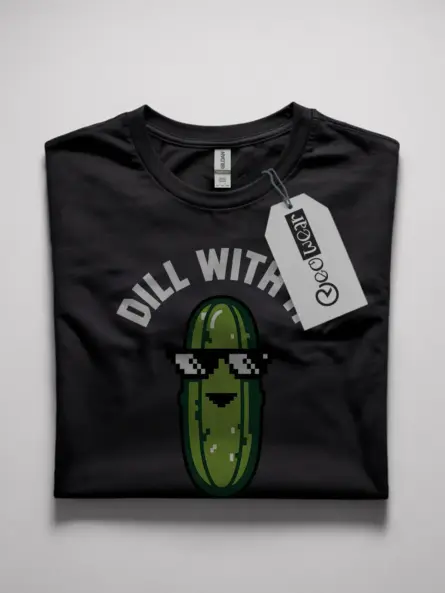 Black Funny Dill Pickle T-Shirt front view