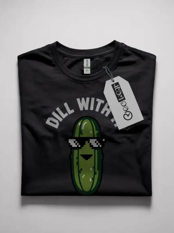 Black Funny Dill Pickle T-Shirt front view