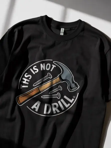 Black shirt with hammer and nails this is not a drill t shirt