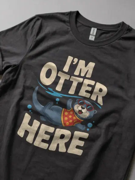 Dark Heather I’m Otter Here Funny Otter Pun T-Shirt