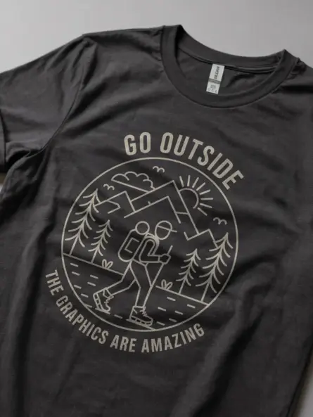 Dark Heather Minimalist Hiking Graphic T-Shirt