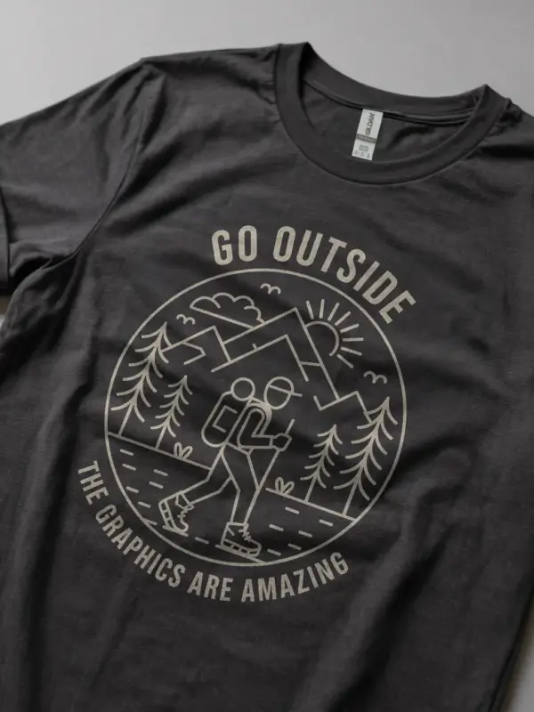 Dark Heather Minimalist Hiking Graphic T-Shirt