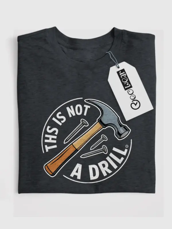 Dark Heather hammer and nails pun shirt front view