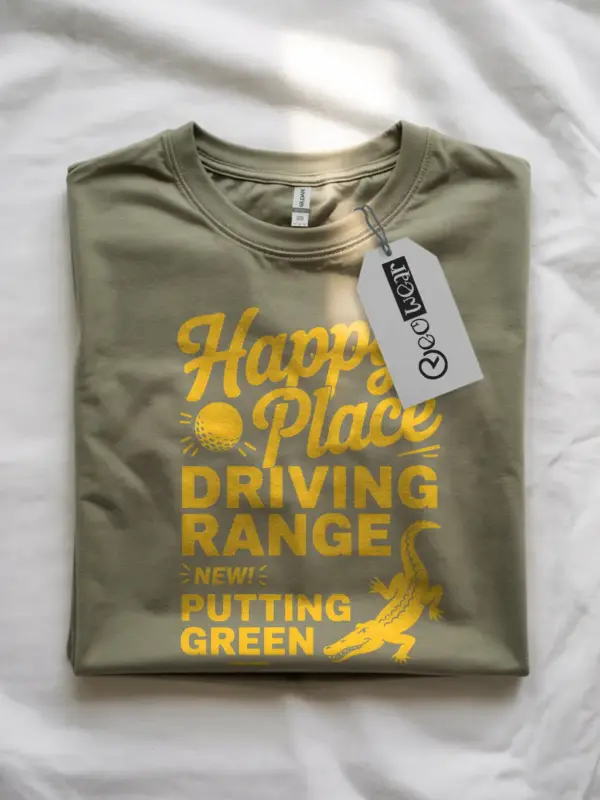 Military Green Retro Driving Range T-Shirt front view