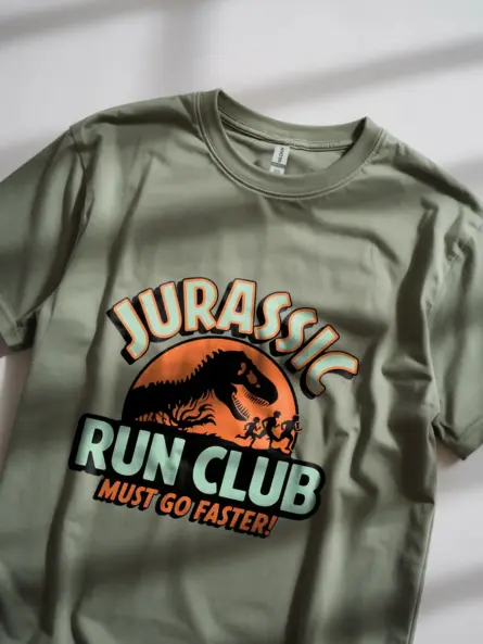 Military green Retro Jurassic Run Club T-Shirt
