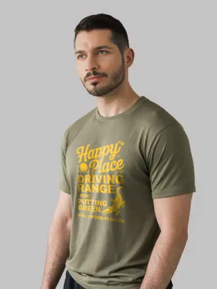 Military green Hollywood Florida Golf Shirt lifestyle