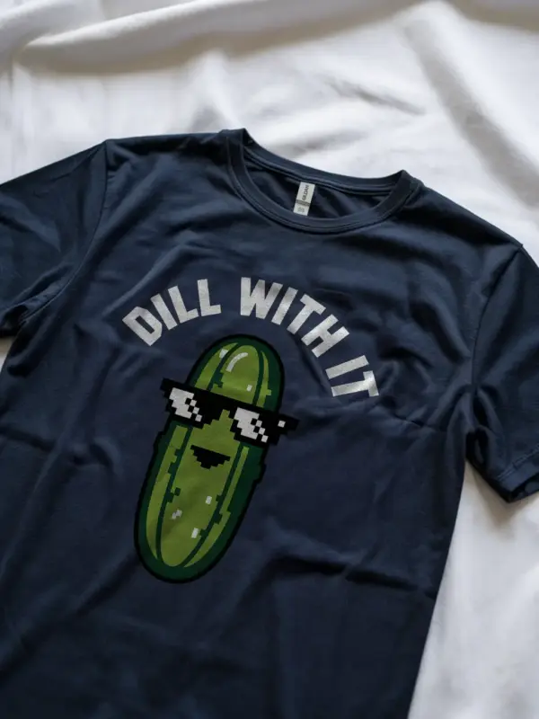 Navy Cool Pickle Cartoon T-Shirt
