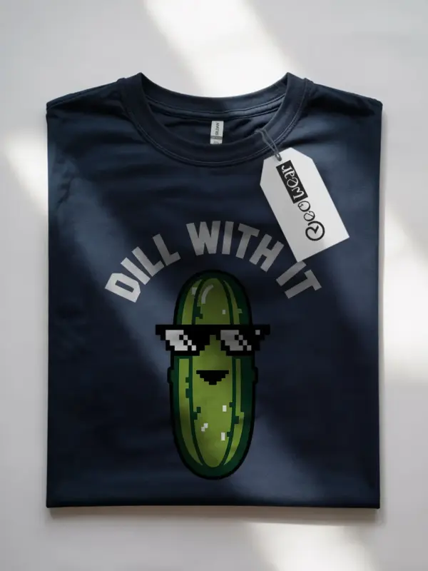 Navy Funny Dill Pickle T-Shirt front view