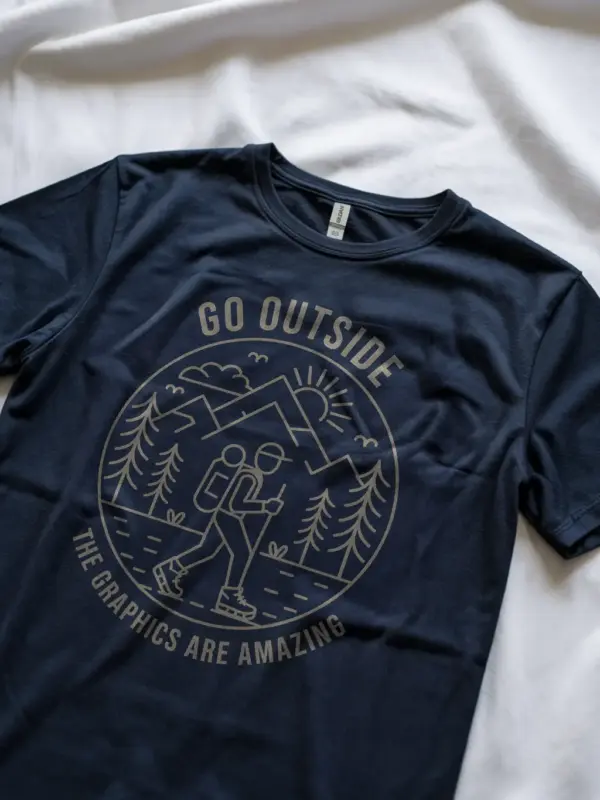 Navy Minimalist Hiking Graphic T-Shirt