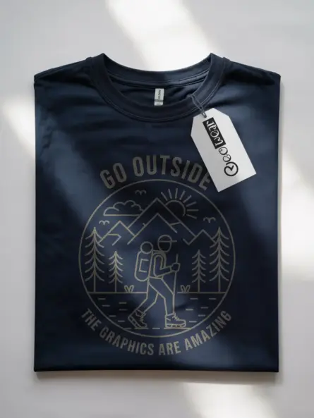Navy Minimalist Hiking Graphic T-Shirt front view