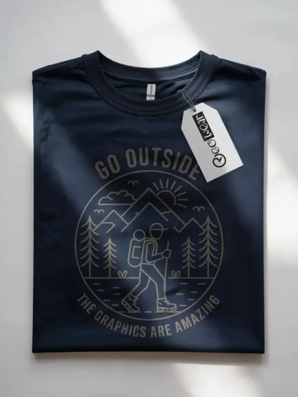 Navy Minimalist Hiking Graphic T-Shirt front view
