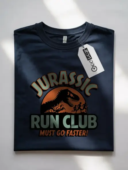 Navy Jurassic Run Club Shirt front view