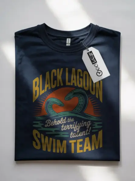 Navy Retro Swim Team Graphic Tee lifestyle